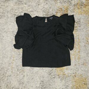 Puffy sleeve black top